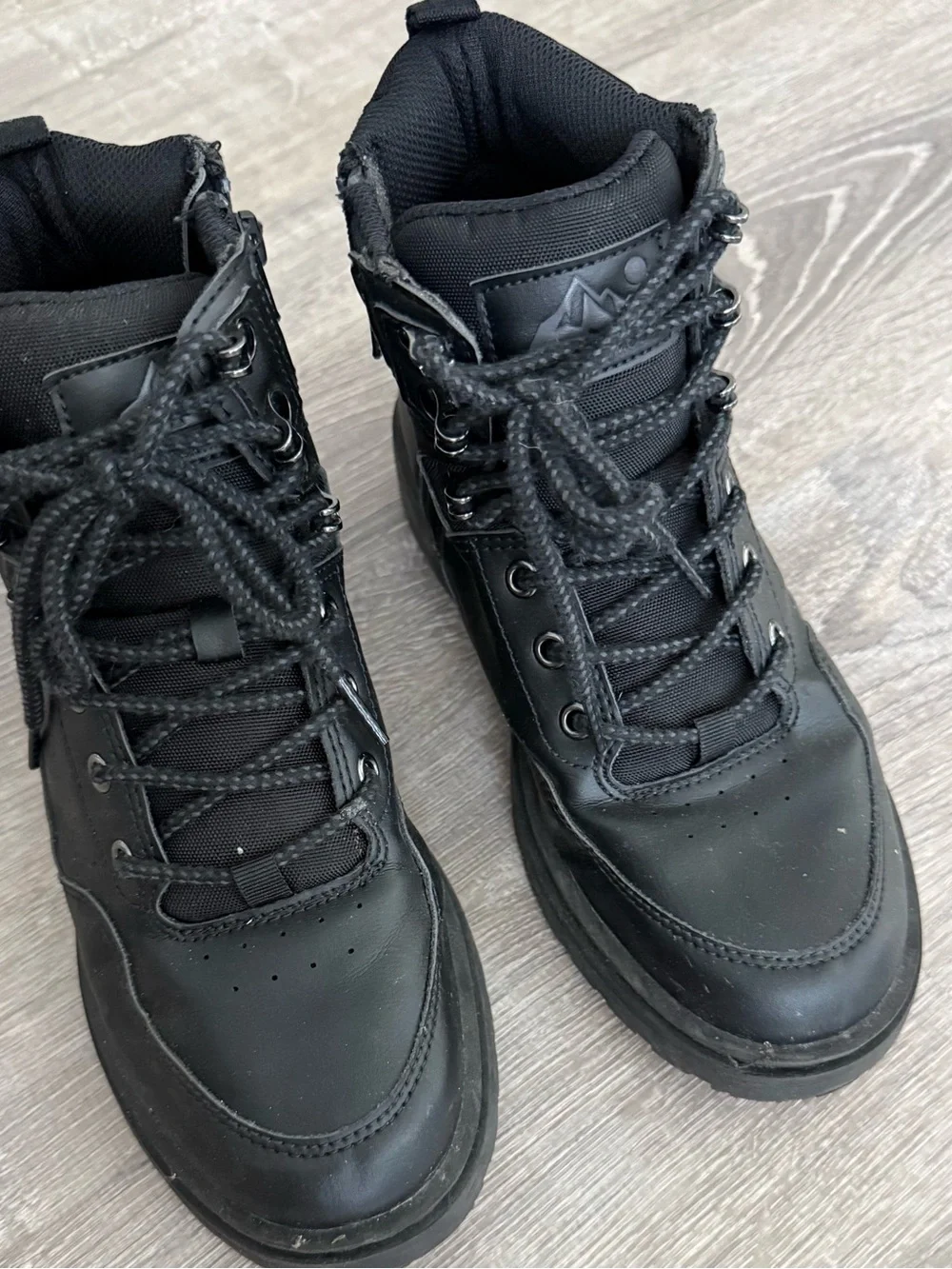 Boys Black Lace-Up High-Top Shoes